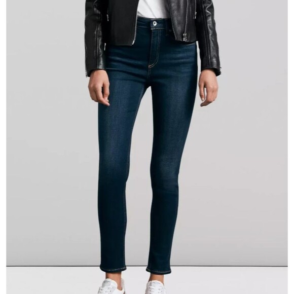 rag & bone Nina High Rise Jeans Women's Size 26 Dark Blue Stretch Denim Ankle - Picture 1 of 11